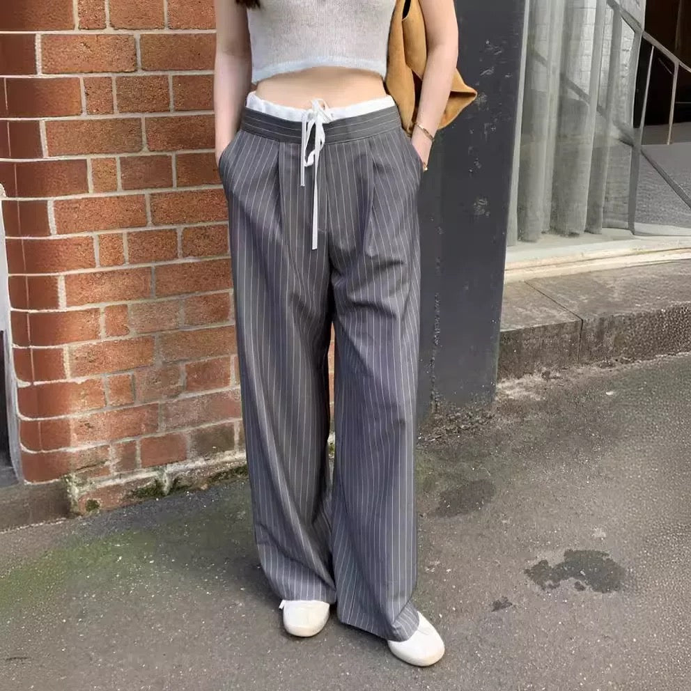 Jennie 風慵懶拼接西裝褲 Jennie Layered Low-waist Slacks
