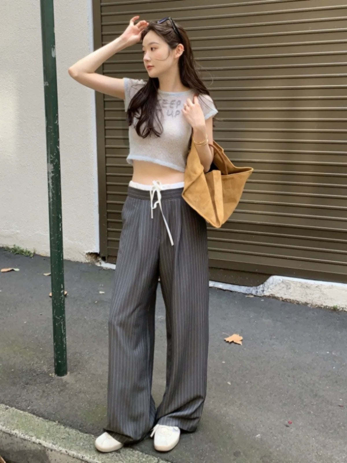 Jennie 風慵懶拼接西裝褲 Jennie Layered Low-waist Slacks